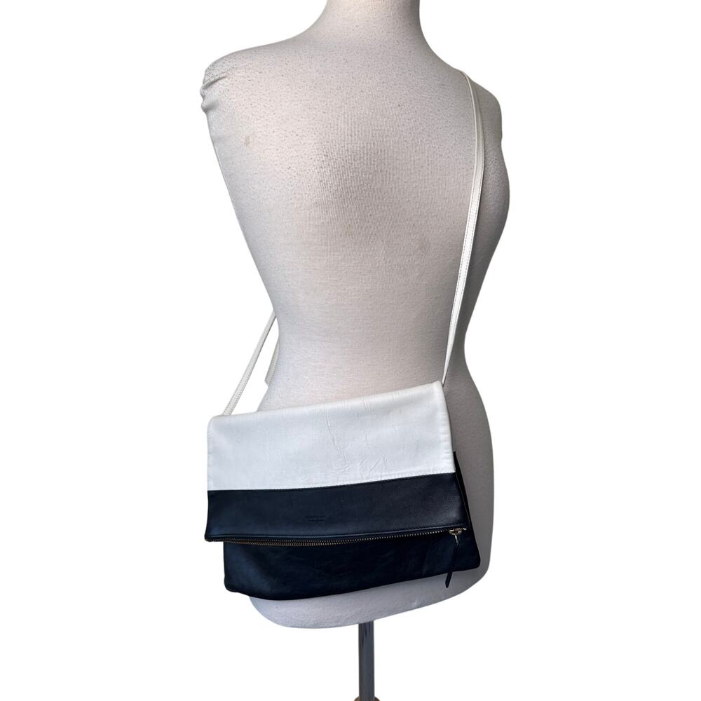 Everlane Foldover Crossbody Leather Bag Black White